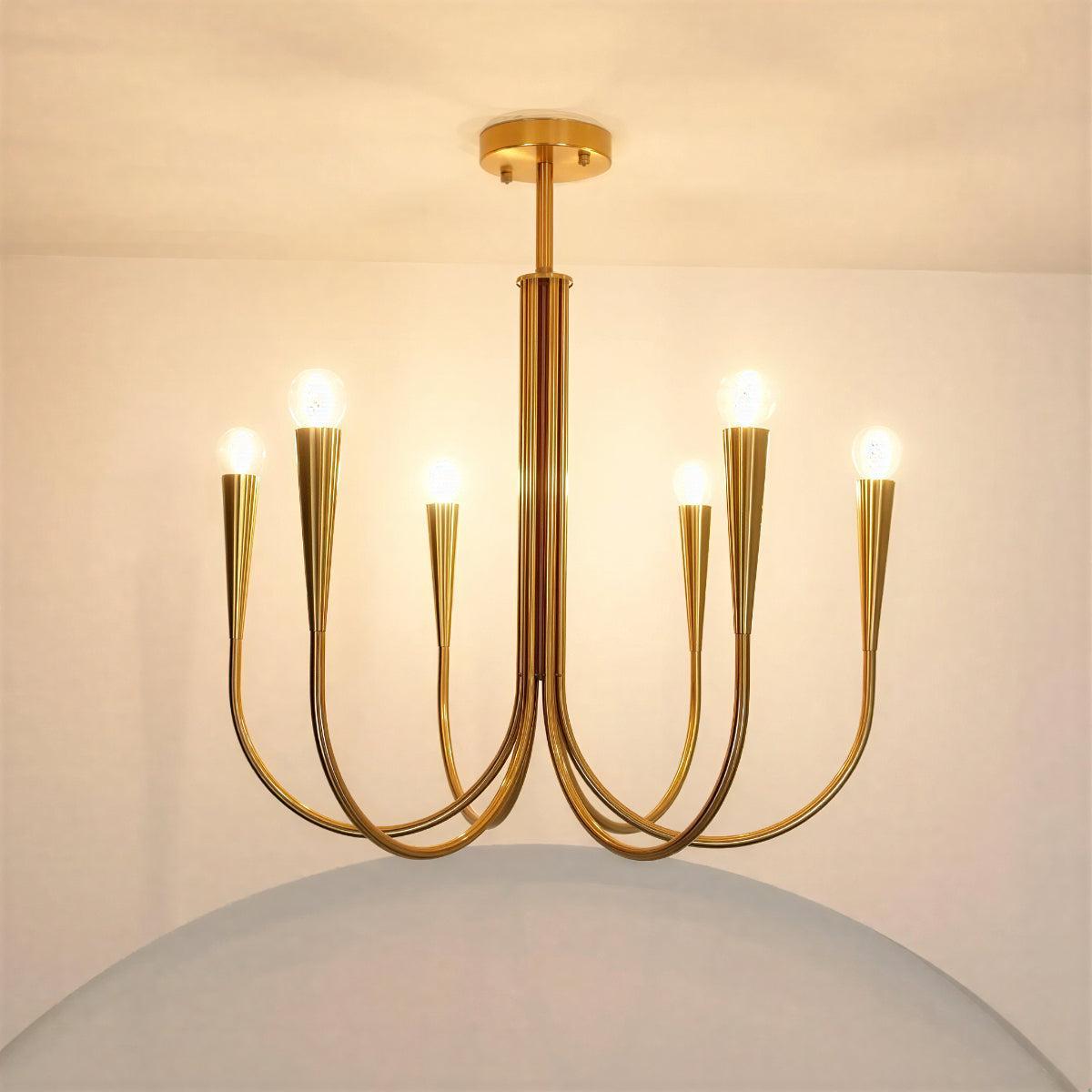 Sculpted Swoop Arm Chandelier | Modern Curved Ceiling Light