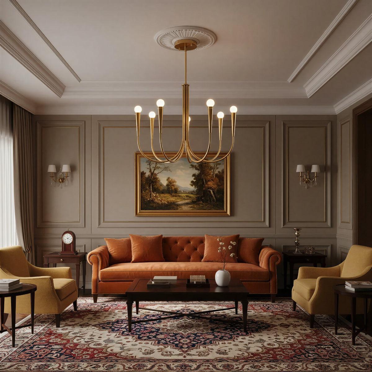 Sculpted Swoop Arm Chandelier | Modern Curved Ceiling Light