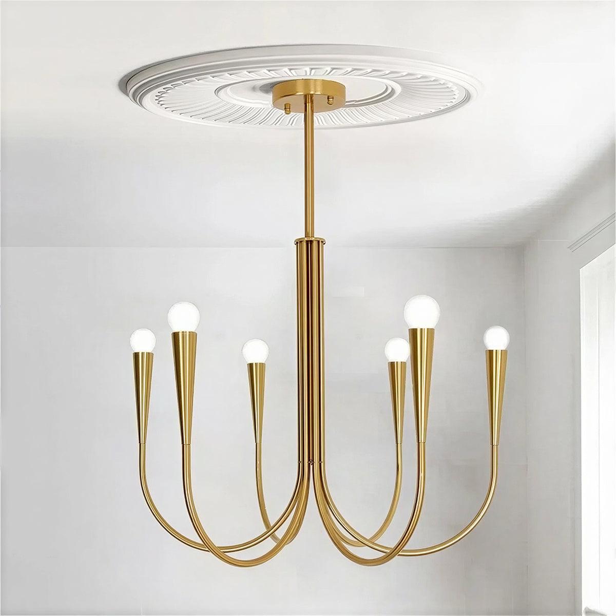 Sculpted Swoop Arm Chandelier | Modern Curved Ceiling Light