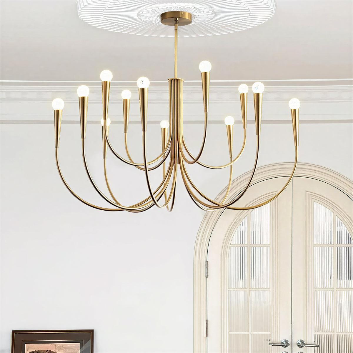 Sculpted Swoop Arm Chandelier | Modern Curved Ceiling Light