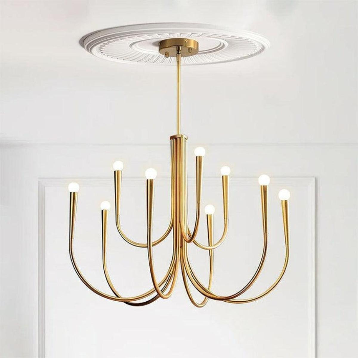 Sculpted Swoop Arm Chandelier | Modern Curved Ceiling Light