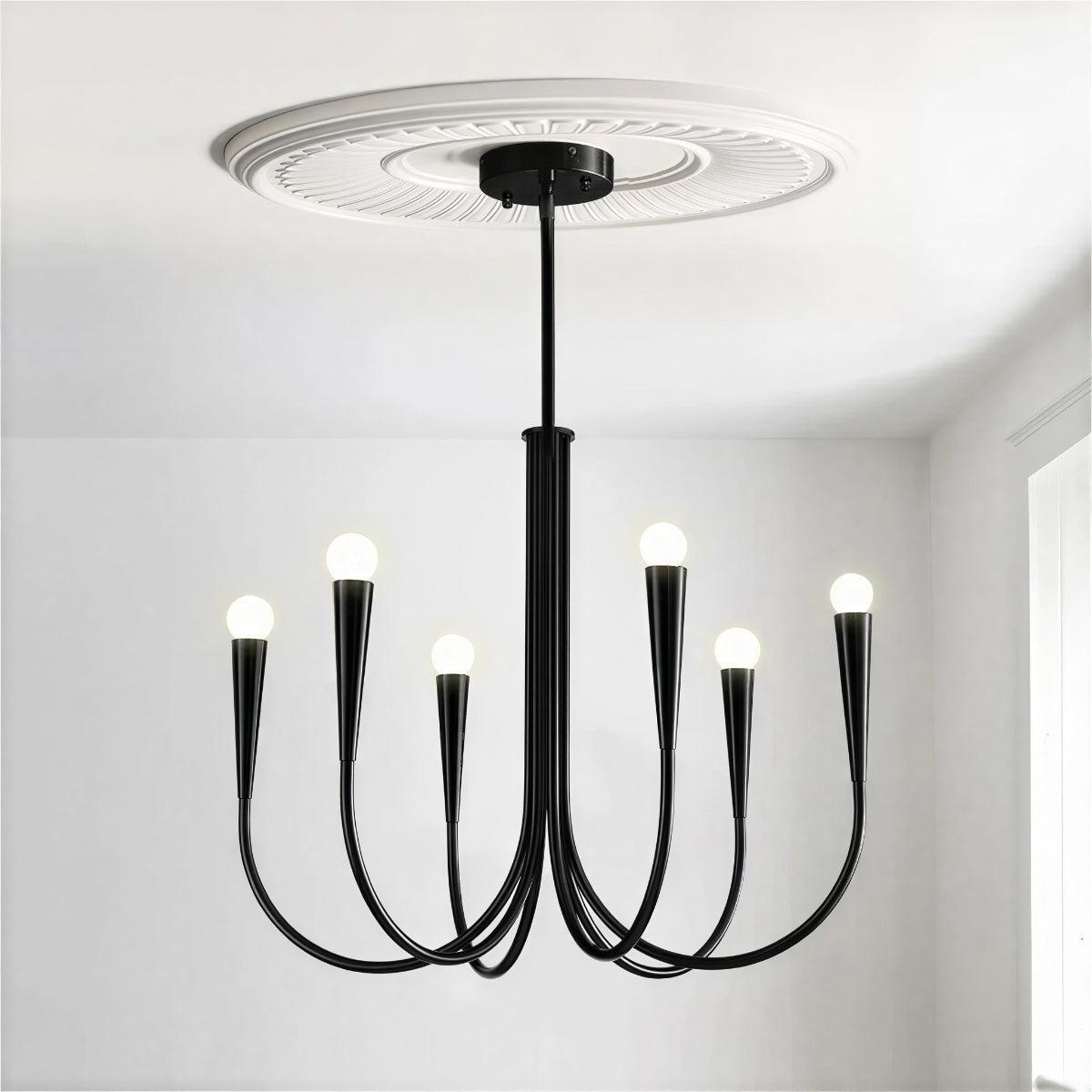 Sculpted Swoop Arm Chandelier | Modern Curved Ceiling Light