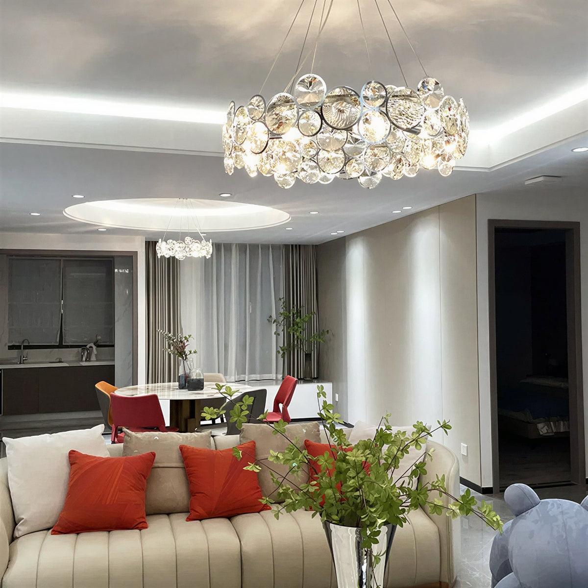 Modern K9 Crystal Ring Chandelier | Dining and Living Room Light