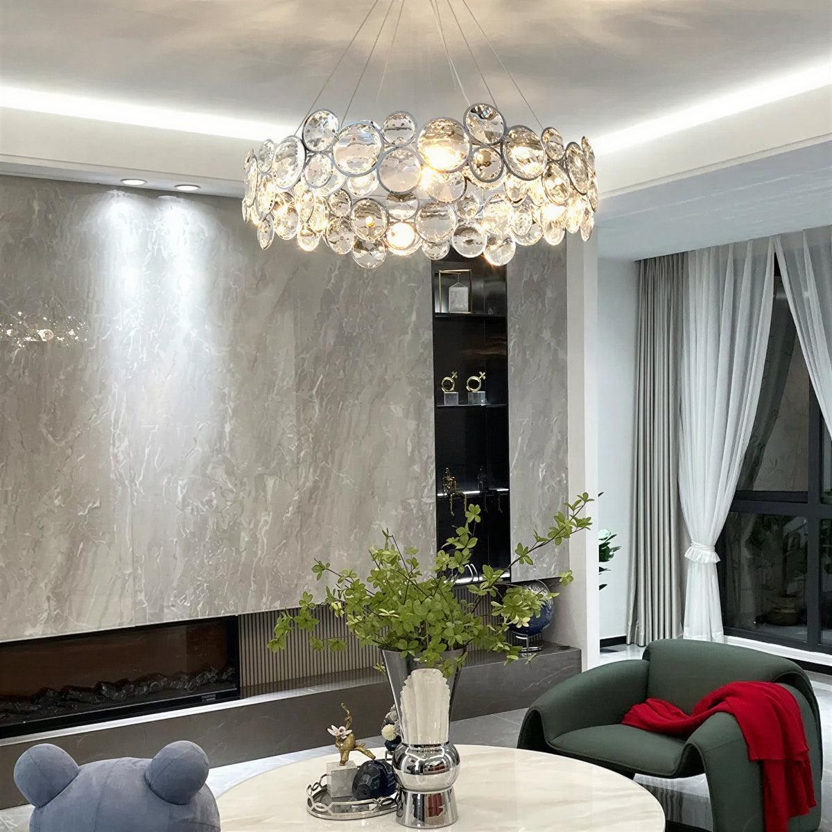 Modern K9 Crystal Ring Chandelier | Dining and Living Room Light