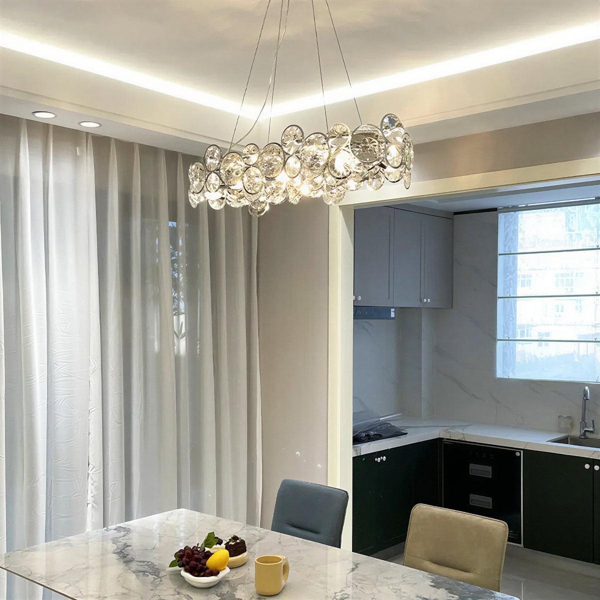 Modern K9 Crystal Ring Chandelier | Dining and Living Room Light