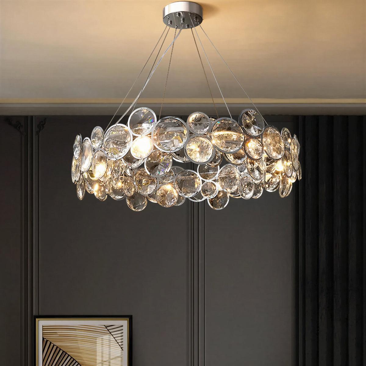 Modern K9 Crystal Ring Chandelier | Dining and Living Room Light