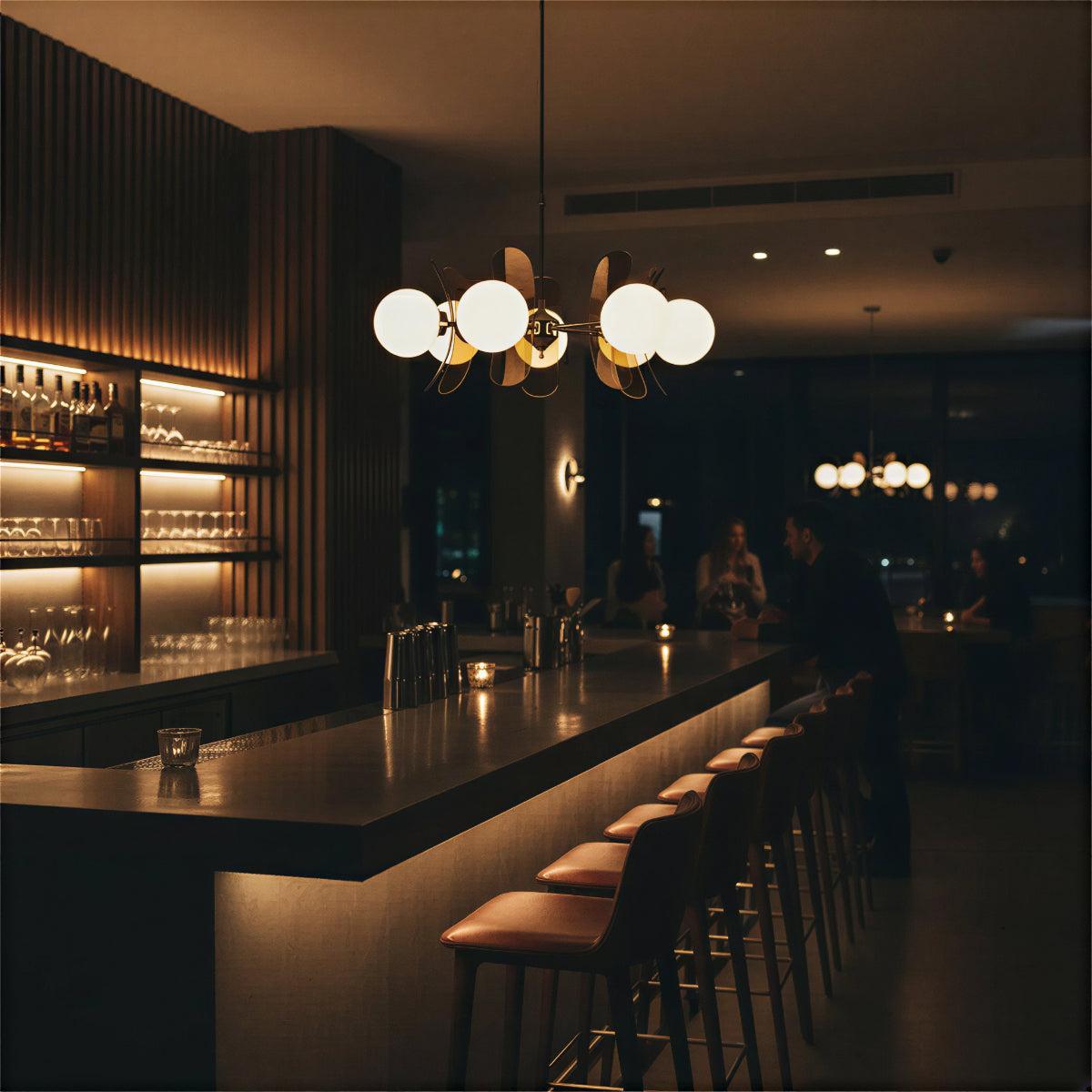 Sputnik Chandelier with Glass Globe Shades | Modern Ceiling Light